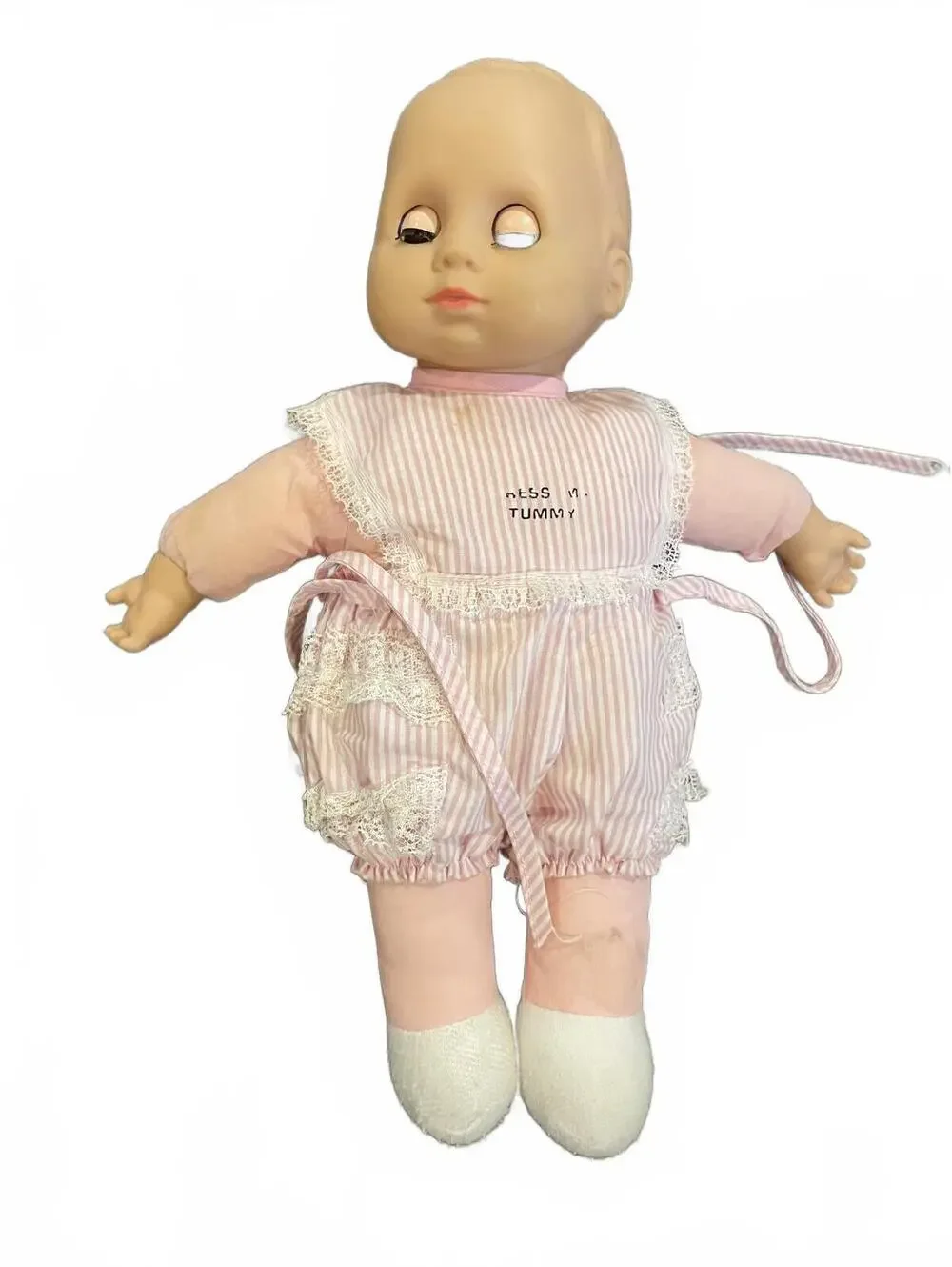 Vintage Uneeda Miss Tummy Baby Tummy Talks Doll 14” Pink Sleep Eyes